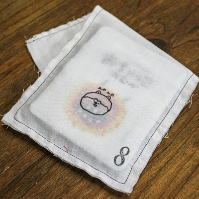 ギフト袋　ナチュラルテイスト　切りっぱなし　ハンドメイド　１点もの｜秋田犬　んめんめ