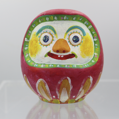 【 １点もの 】 オブジェ　おはなだるま 緑　|  だるま ギフト プレゼント 縁起物