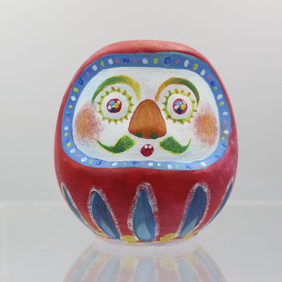 【 １点もの 】 オブジェ　おはなだるま 青　|  だるま ギフト プレゼント 縁起物