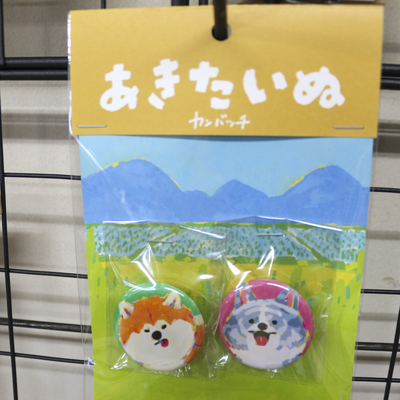 缶バッチ　２個セット　秋田犬｜秋田土産　秋田　犬　グッズ