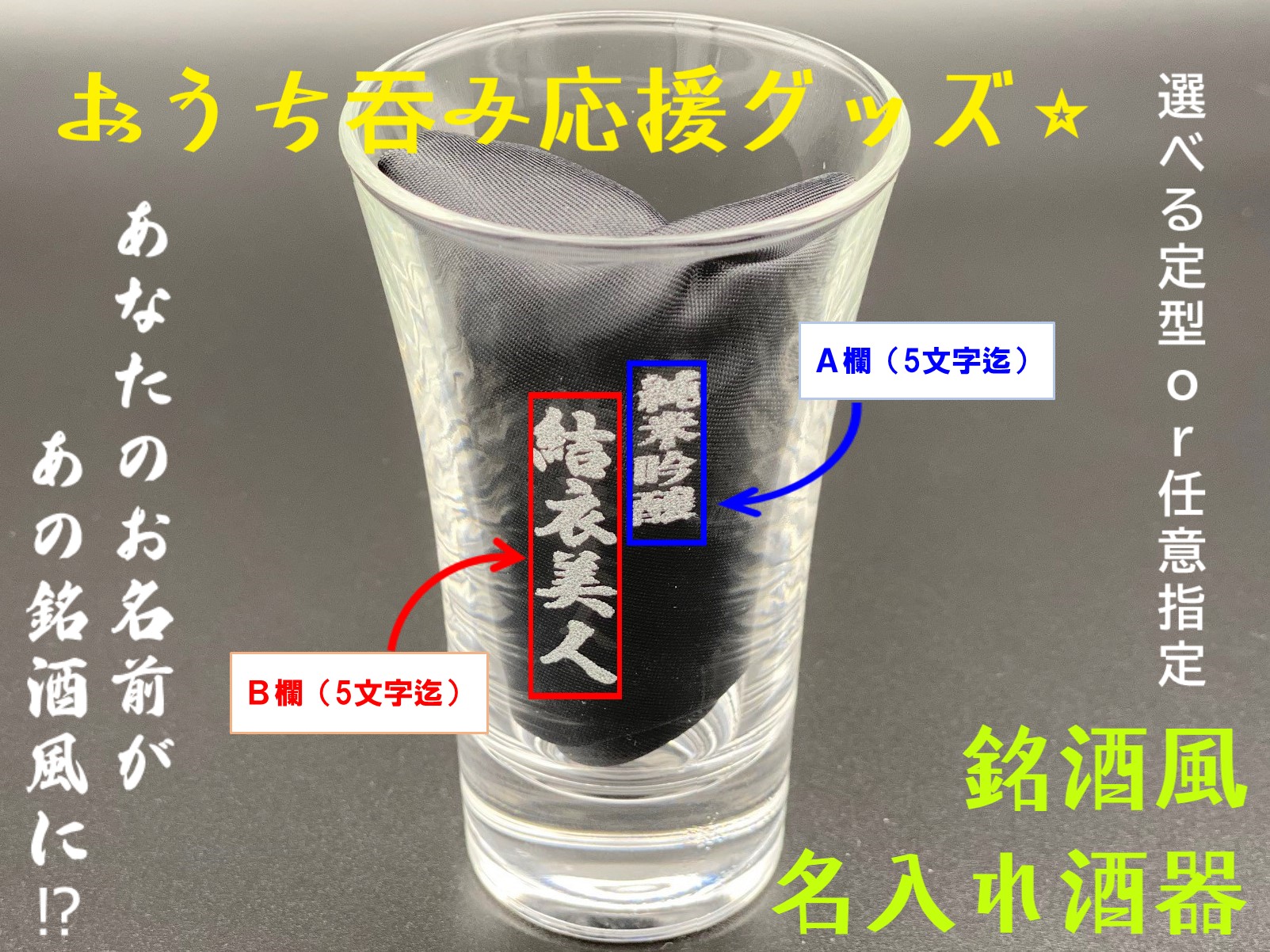 おうち吞み応援／NAIRE SHUKI01】銘酒風 酒器名入れ 杯（清酒グラス 