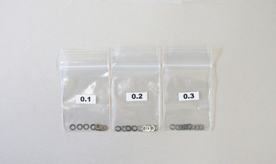 【無限精機】B0763　シムセット φ3x5 (0.1, 0.2, 0.3各10pcs.)