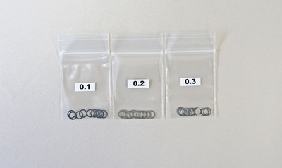 【無限精機】B0765a　シムセット φ5x7 (0.1, 0.2, 0.3各10pcs.)
