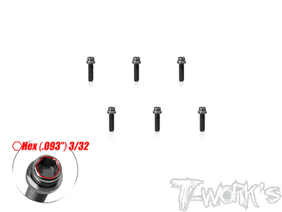 【T-Work's】TSS-440H-38　チタン製キャップヘッドスクリュー・3/32in HEXソケット【4-40 x 3/8インチ/6本入 】