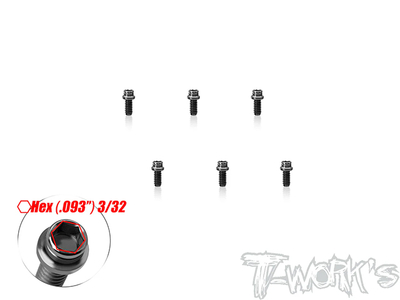 【T-Work's】TSS-440H-14　チタン製キャップヘッドスクリュー・3/32in HEXソケット【4-40 x 1/4インチ/6本入 】