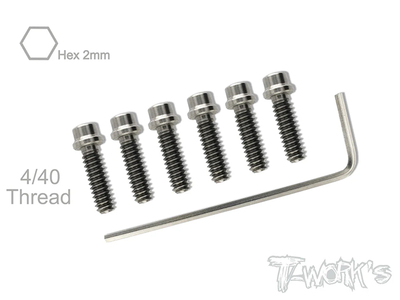 【T-Work's】TSS-440-B　チタン製キャップヘッドスクリュー・2mm HEXソケット【4-40 x 3/8インチ/6本入 】