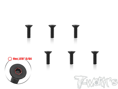 【T-Work's】SS-440C-12　フラットヘッドスクリュー【4-40 x 1/2インチ/6本入 】