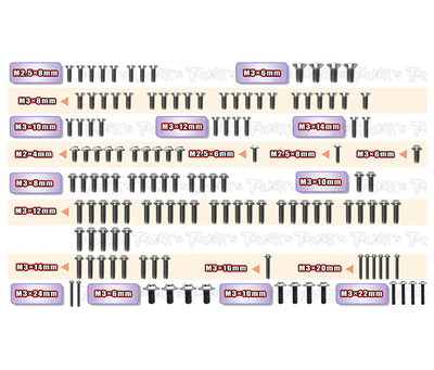 【T-Work’s】TSSU-RC10B84　64チタンスクリューセット【UFOヘッド/アソシRC10B84/B84D/131pcs】