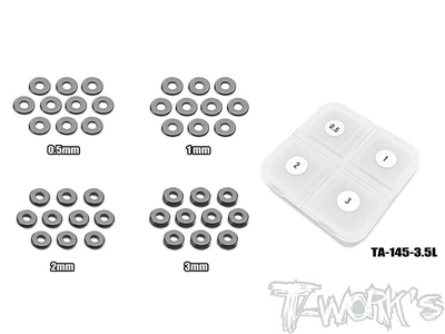 【T-Work's】TA-145-3.5L　POM ワッシャー セット3.5 x 9mm【0.5/1/2/3mm厚・各10舞入】