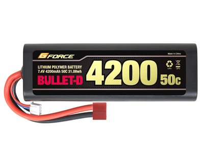 【Gフォース】GFG009　BULLET-D 50C LiPo 7.4V 4200mAh 2ﾋﾟﾝｺﾈｸﾀ 50