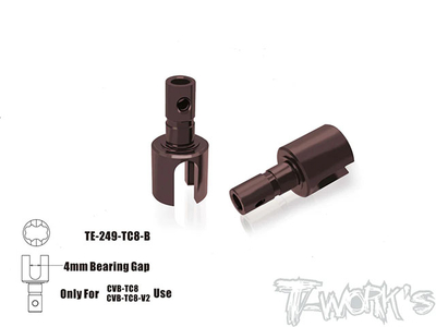 【T-Work's】TE-249-TC8-B　スプリングスチール製軽量リアデフジョイントBBアダプター【TC8/2個入】