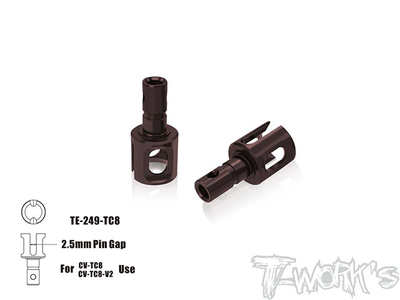 【T-Work's】TE-249-TC8　スプリングスチール製軽量リアデフジョイント【TC8/2個入】