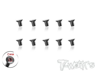 【T-Work's】TSS-304STC 64チタン製ウルトラシンフラットヘッドスクリュー【3&times;4mm/10本入】