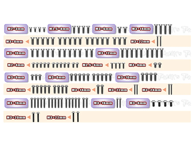 【T-Work's】TSSU-RC10B7.1C 64チタン製UFOヘッドビスセット【132本入/RC10B7.1C】