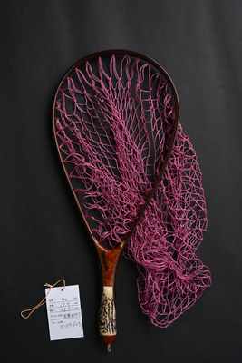 ワイズカスタム｜【会員5%OFF】ランディングネット｜40cm｜グリップ：花梨+スタッグ｜ネット：フューシャ｜ハンドメイド｜ストレート｜Wisecustom(12187)