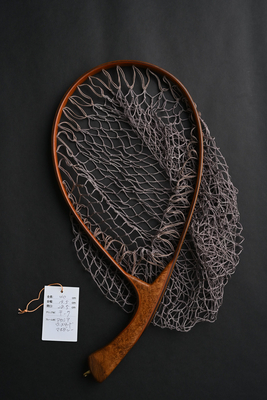 ワイズカスタム｜【会員5%OFF】ランディングネット｜40cm｜グリップ：チーク｜ネット：グレイ｜ハンドメイド｜カーブ｜Wisecustom(12223)