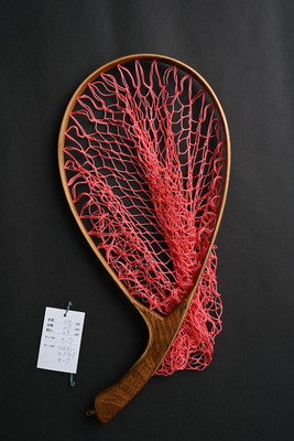 ワイズカスタム｜【会員5%OFF】ランディングネット｜40cm｜グリップ：チーク｜ネット：ピーチ｜ハンドメイド｜カーブ｜Wisecustom(12232)