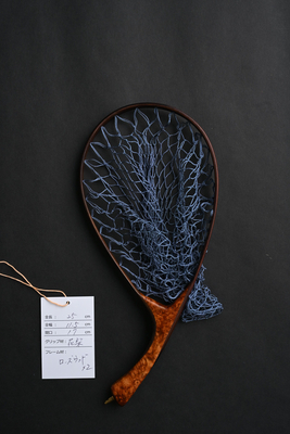 ワイズカスタム｜【会員5％OFF】ランディングネット｜25cm※サイズ注意｜グリップ：花梨｜ネット：ロイヤルブルー｜ハンドメイド｜カーブ｜Wisecustom(12302)