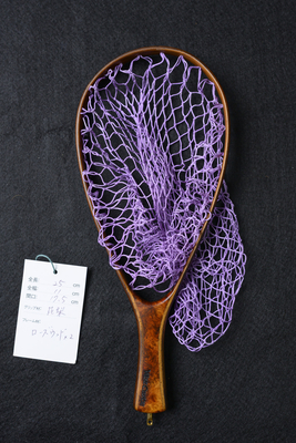 ワイズカスタム｜【会員5％OFF】ランディングネット｜25cm※サイズ注意｜グリップ：花梨｜ネット：ミディアムオーキッド｜ハンドメイド｜ストレート｜Wisecustom(12354)