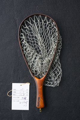 ワイズカスタム｜【会員5％OFF】ランディングネット｜25cm※サイズ注意｜グリップ：花梨｜ネット：パールグレイ｜ハンドメイド｜ストレート｜Wisecustom(12467)