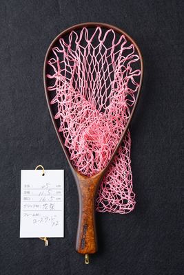 ワイズカスタム｜【会員5％OFF】ランディングネット｜25cm※サイズ注意｜グリップ：花梨｜ネット：ホットピンク｜ハンドメイド｜ストレート｜Wisecustom(12476)