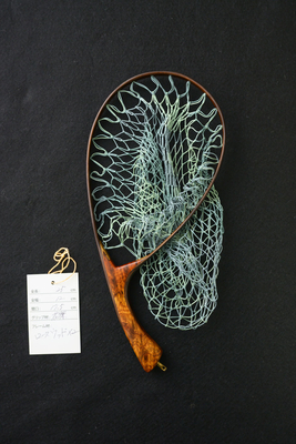 ワイズカスタム｜【会員5％OFF】ランディングネット｜25cm※サイズ注意｜グリップ：花梨｜ネット：2トーン（シーグリーン/若葉色）｜ハンドメイド｜ストレート｜Wisecustom(12503)