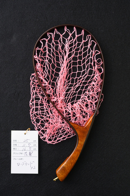 ワイズカスタム｜【会員5％OFF】ランディングネット｜25cm※サイズ注意｜グリップ：花梨｜ネット：ホットピンク｜ハンドメイド｜カーブ｜Wisecustom(12512)