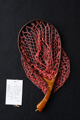 ワイズカスタム｜【会員5％OFF】ランディングネット｜25cm※サイズ注意｜グリップ：花梨｜ネット：トマト｜ハンドメイド｜カーブ｜Wisecustom(12521)