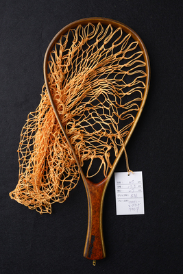 ワイズカスタム｜【会員5%OFF】ランディングネット｜40cm｜グリップ：花梨（プレミアム）｜ネット：ライトオレンジ｜ハンドメイド｜ストレート｜Wisecustom(12555)