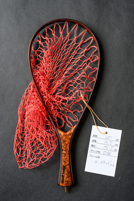 ワイズカスタム｜【会員5％OFF】ランディングネット｜25cm※サイズ注意｜グリップ：花梨｜ネット：レッド｜ハンドメイド｜ストレート｜Wisecustom(12783)
