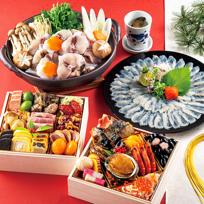【早割】ふぐセット付　★限定７５個　和洋二段重おせち『雅』みやび　冷凍　送料込み