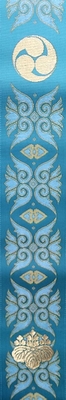 真言宗　折五条　渦紋　水色　桐巴紋　(納期４５日)　新色