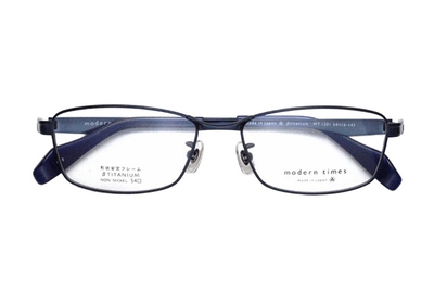 【レンズ付メガネ】ModernTimes MT 1201-2 ディープネイビー【ウエリントン系】【&beta;チタン素材】【安心の完全ノンニッケル仕様】【日本製眼鏡】