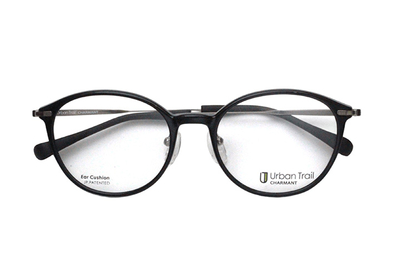 【フレーム単品メガネ】　シャルマン　Urban Trail アーバントレイル　UT 27415-BK ブラック【ボストン系】【ナイロン系樹脂】【チタン】【軽量フレーム】【機能性フレーム】【日本製眼鏡】