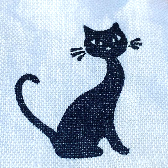 ワンポイント友禅入り麻マスク 黒猫柄 | 美馬美味 MIMAUMA