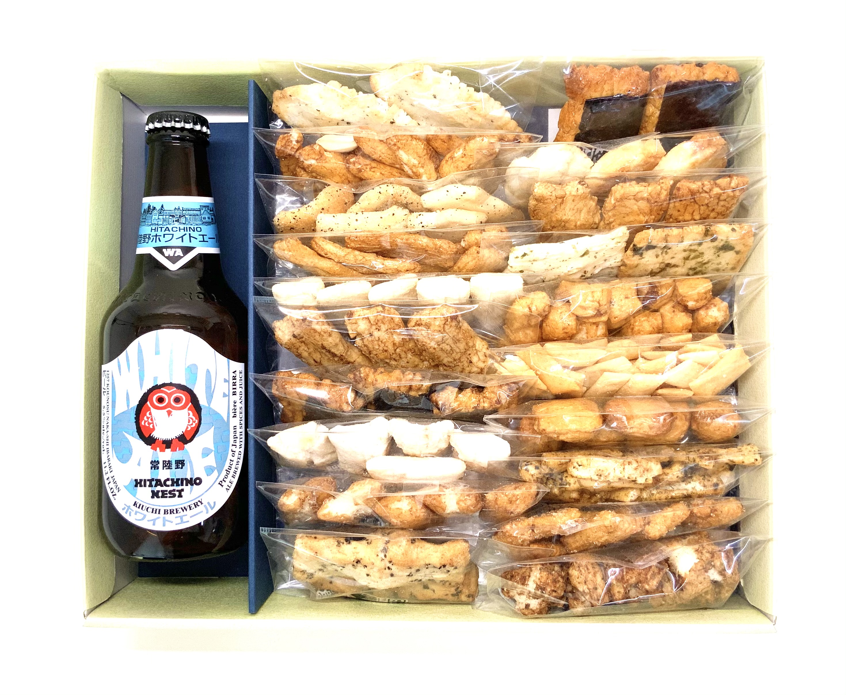 常陸野ネストビール Bセット | 佐伝のあられ