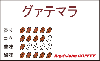 グァテマラ＜250g＞豆のままですので、ご希望の挽き方を備考欄に記入願います