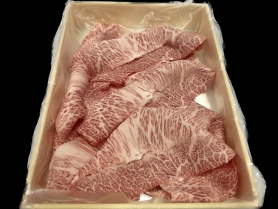 黒毛和牛A5切り落としカルビ(120g) ／ 希少部位「みすじ」で切り落としを作りました。柔らかい肉質と口融けのよい脂身をご堪能下さい。限定１６箱でのご販売です。