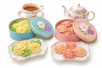 お花のぼうろ2缶セット‐コスモス＆マーガレット‐【ギフト送料一律】