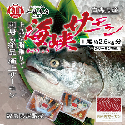青森県産 海峡サーモン(養殖) 1尾約2.5kgを切り身にしてから発送【全国送料無料】＜冷凍＞ 極上の脂乗り 今が旬 極厚切り 希少なサーモン