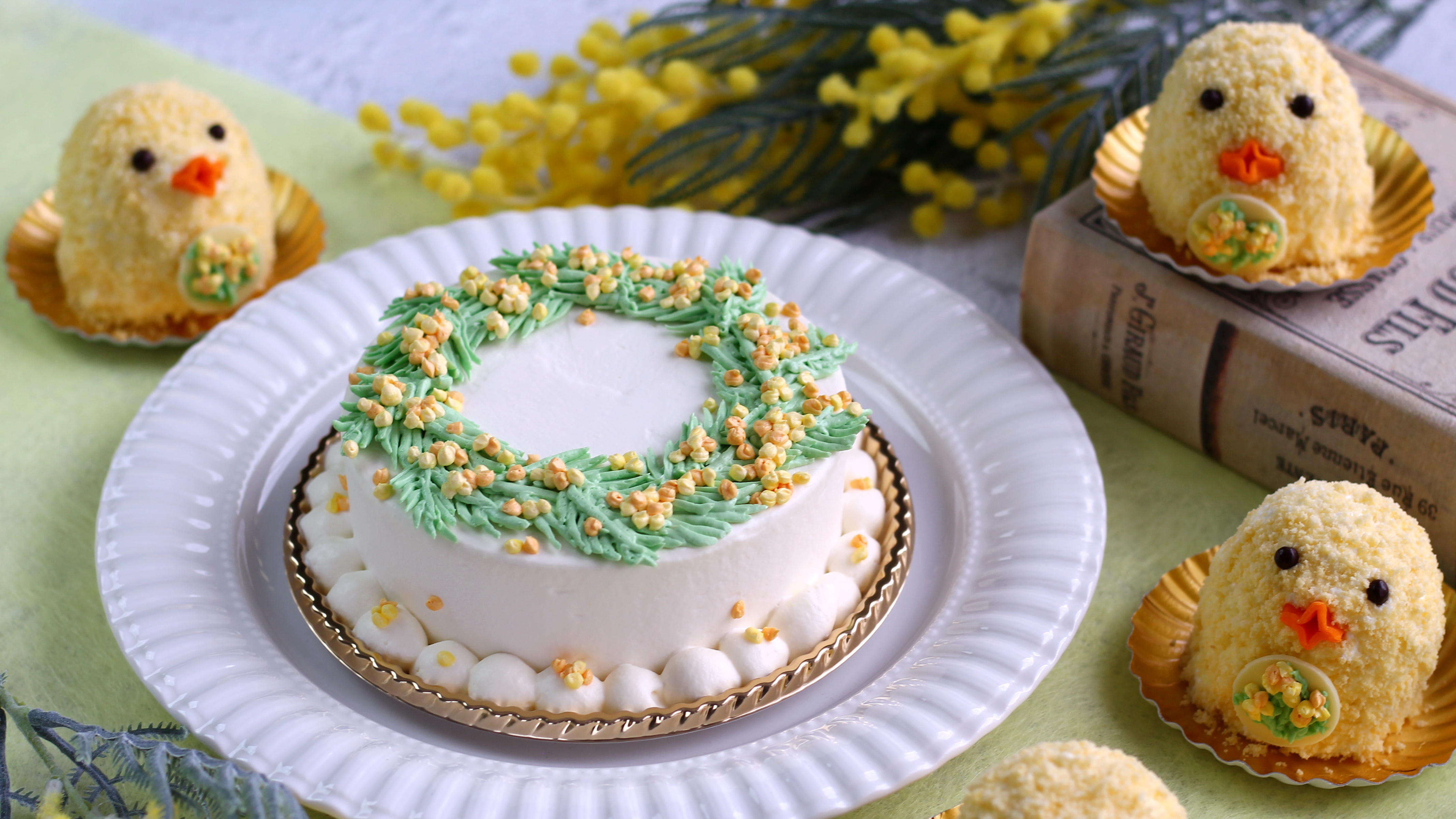 ミモザのリースケーキ