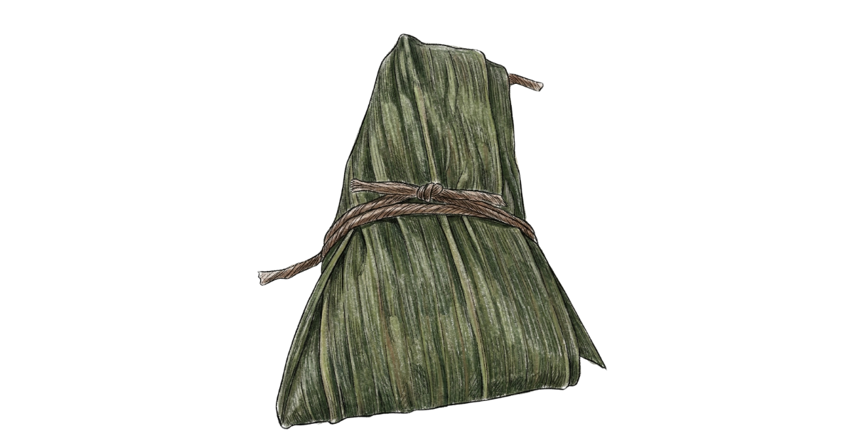 鶴岡のこぶし巻きの笹巻のイラスト