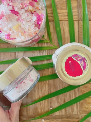 ユートピアファーム限定！ブーゲンビレア＆ハイビスカスの南国バスソルト（瓶タイプがお得！）