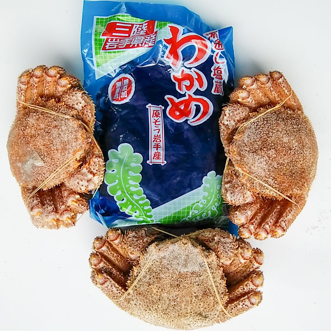 潮風堂の毛蟹とわかめ 大槌孫八郎商店