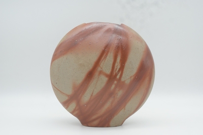 伊勢崎　競 作　備前　ヒダスキ扁壷（桐箱後日）