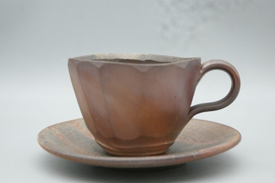 伊勢﨑　競 作　備前　面取コーヒーC/Sセット