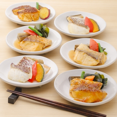 レンジで簡単！近大生まれマダイ惣菜詰合せ/6食/煮付け・味噌煮・みぞれ煮・西京焼き・塩焼き・照焼き×各1食（冷凍）