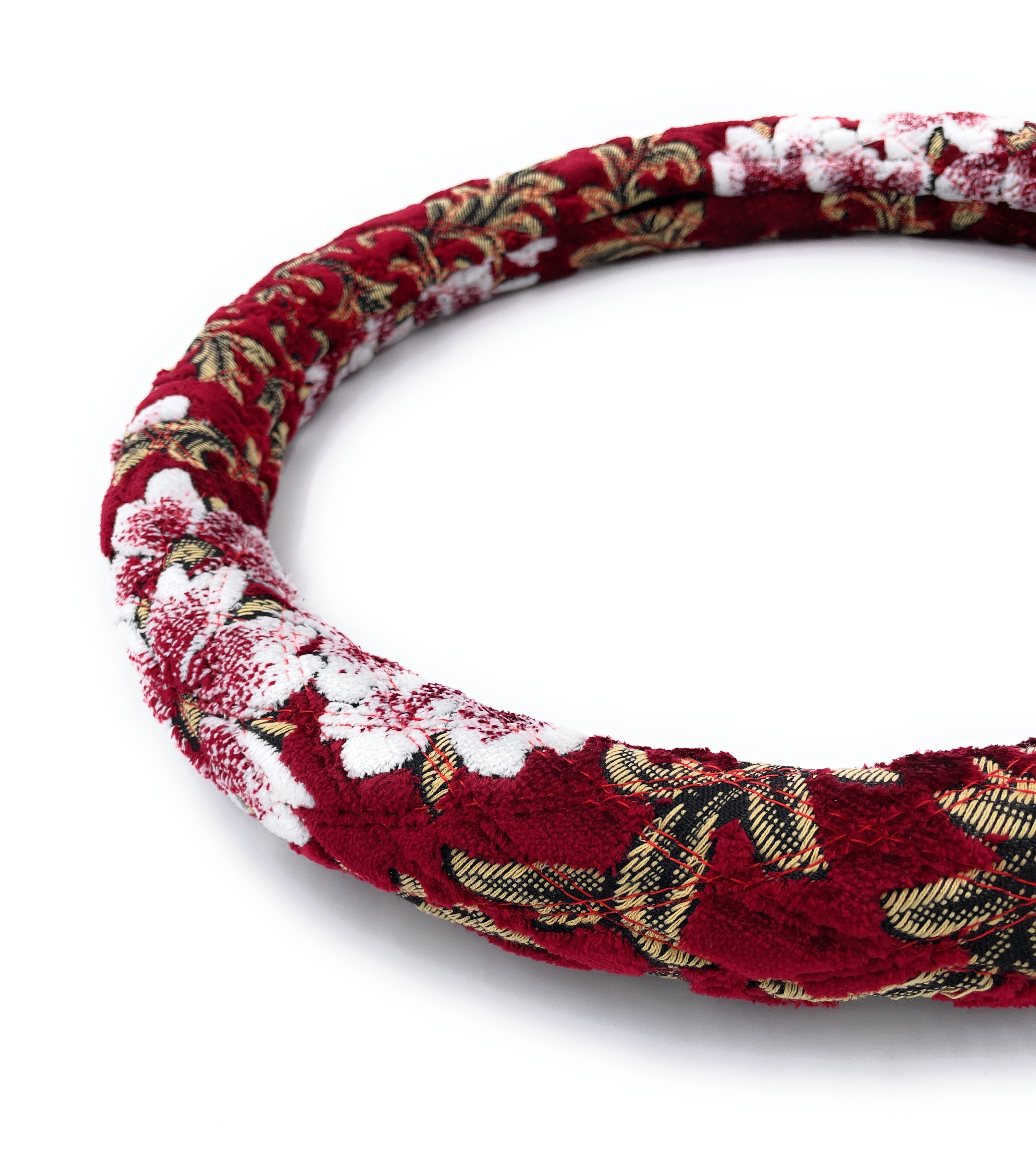 【国産新品】極太！金華山！新格子パープル同色ダブルステッチハンドルカバー　S ビニール無し金華山キルトハンドルカバー（シングル、ダブル