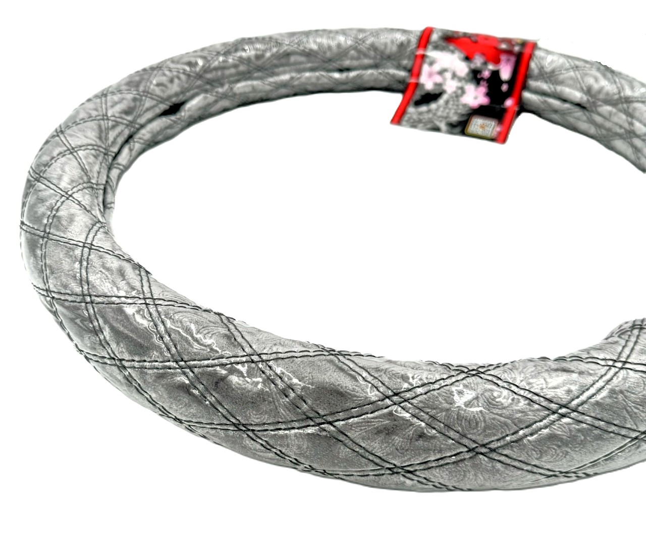 【国産新品】金華山　ローレルシルバー　ハンドルカバー　2HL 金華山 極太 ハンドルカバー ローレルシルバー ホワイトダブルステッチ