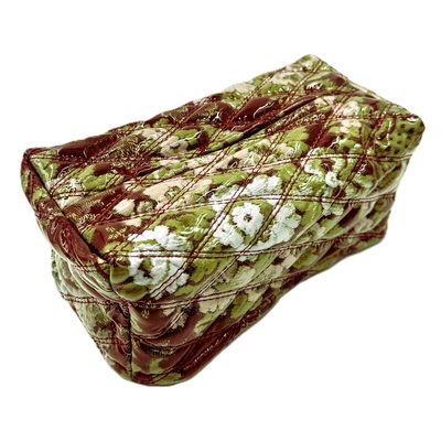 業界初！【ビニール付き金華山ダブルステッチティッシュカバー　鼻セレブ専用】（花かごレッド）